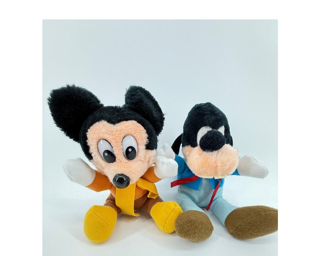 Vintage Mickey Mouse Pluto Christmas Carol Plush Lot Walt Disney 6in